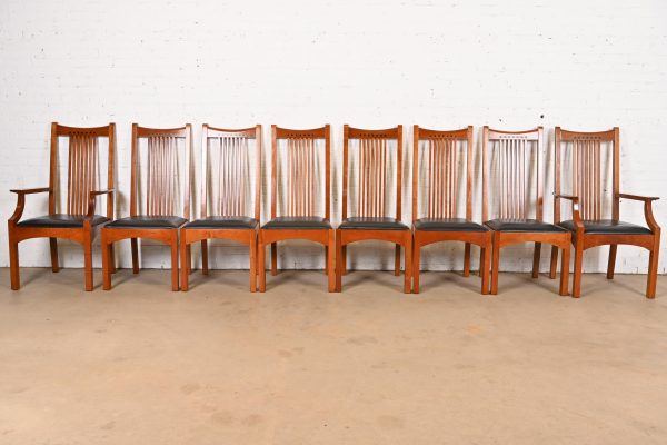 Stickley Mission Arts & Crafts Cherry Wood Spindle Dining Chairs, Set of Eight - Image 3