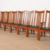 Stickley Mission Arts & Crafts Cherry Wood Spindle Dining Chairs, Set of Eight