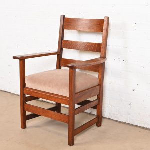 L. & J. G. Stickley Antique Mission Oak Arts & Crafts Armchair, Circa 1900