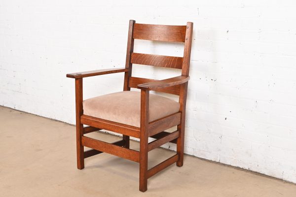 L. & J. G. Stickley Antique Mission Oak Arts & Crafts Armchair, Circa 1900