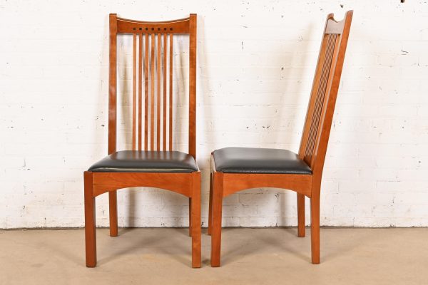 Stickley Mission Arts & Crafts Cherry Wood Spindle Dining Chairs, Set of Eight - Image 8