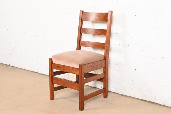 L. & J. G. Stickley Antique Mission Oak Arts & Crafts Ladder Back Dining Chairs, Set of Five - Image 8