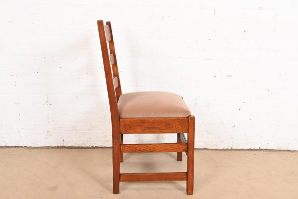 L. & J. G. Stickley Antique Mission Oak Arts & Crafts Ladder Back Dining Chairs, Set of Five - Image 9