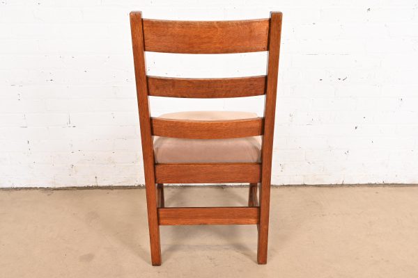 L. & J. G. Stickley Antique Mission Oak Arts & Crafts Ladder Back Dining Chairs, Set of Five - Image 10