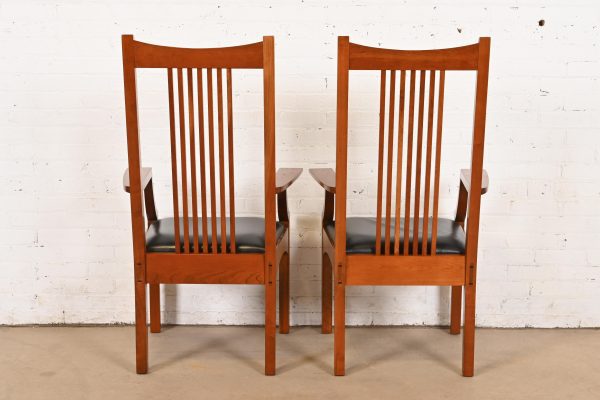 Stickley Mission Arts & Crafts Cherry Wood Spindle Dining Chairs, Set of Eight - Image 10