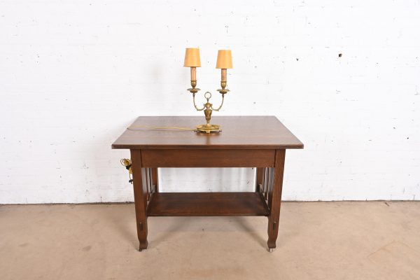 Tiffany Studios New York Bronze Doré Two-Light Table Lamp, Circa 1910 - Image 11