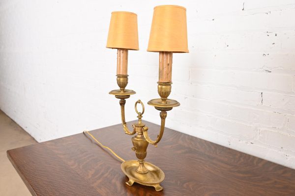 Tiffany Studios New York Bronze Doré Two-Light Table Lamp, Circa 1910 - Image 3