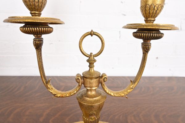 Tiffany Studios New York Bronze Doré Two-Light Table Lamp, Circa 1910 - Image 7