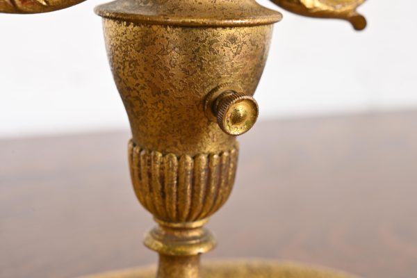 Tiffany Studios New York Bronze Doré Two-Light Table Lamp, Circa 1910 - Image 8