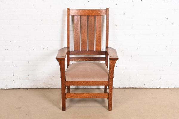 L. & J. G. Stickley Antique Mission Oak Arts & Crafts Armchair or Club Chair, Circa 1900 - Image 2