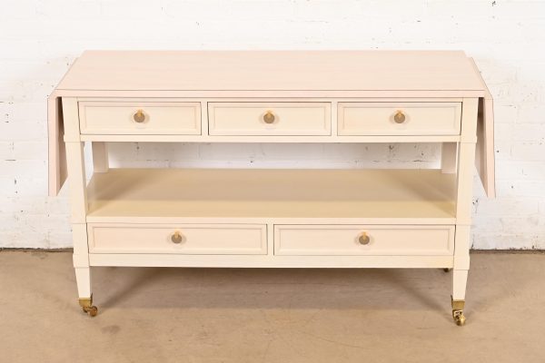 Baker Furniture Mid-Century Modern Cream Lacquered Rolling Server or Bar Cart, Circa 1960s - Image 2