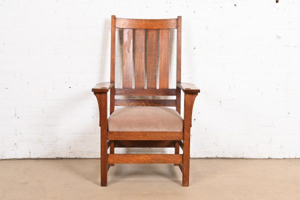 L. & J. G. Stickley Antique Mission Oak Arts & Crafts Armchair or Club Chair, Circa 1900 - Image 3