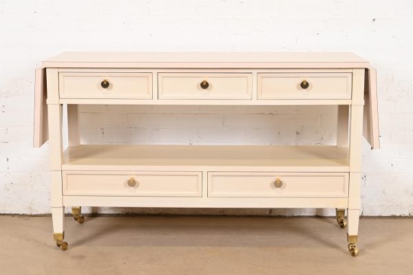Baker Furniture Mid-Century Modern Cream Lacquered Rolling Server or Bar Cart, Circa 1960s - Image 3