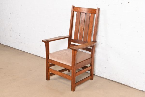 L. & J. G. Stickley Antique Mission Oak Arts & Crafts Armchair or Club Chair, Circa 1900 - Image 4