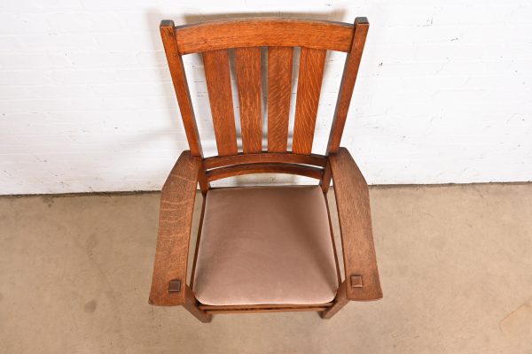 L. & J. G. Stickley Antique Mission Oak Arts & Crafts Armchair or Club Chair, Circa 1900 - Image 5
