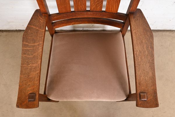 L. & J. G. Stickley Antique Mission Oak Arts & Crafts Armchair or Club Chair, Circa 1900 - Image 7