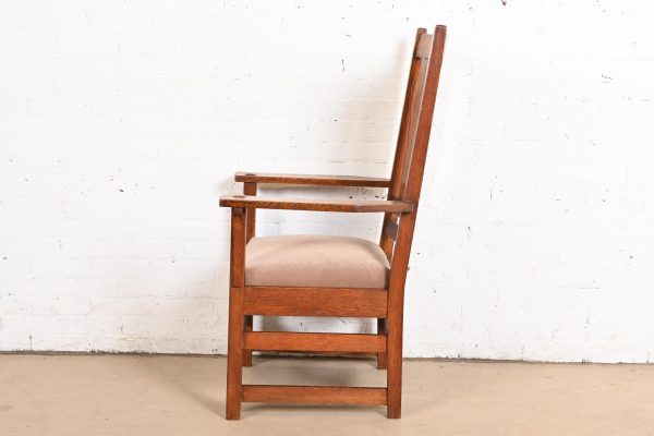 L. & J. G. Stickley Antique Mission Oak Arts & Crafts Armchair or Club Chair, Circa 1900 - Image 9