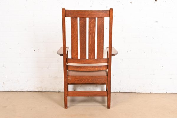 L. & J. G. Stickley Antique Mission Oak Arts & Crafts Armchair or Club Chair, Circa 1900 - Image 10
