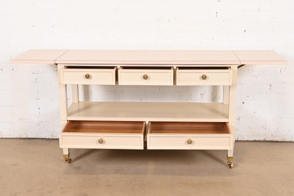 Baker Furniture Mid-Century Modern Cream Lacquered Rolling Server or Bar Cart, Circa 1960s - Image 5