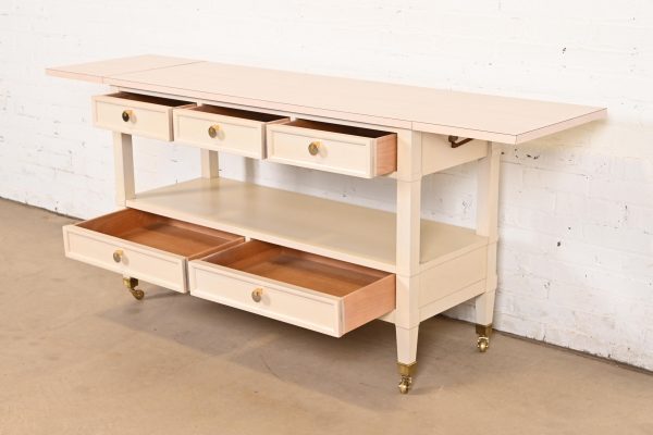 Baker Furniture Mid-Century Modern Cream Lacquered Rolling Server or Bar Cart, Circa 1960s - Image 6
