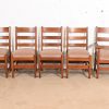 L. & J. G. Stickley Antique Mission Oak Arts & Crafts Ladder Back Dining Chairs, Set of Five - Image 4