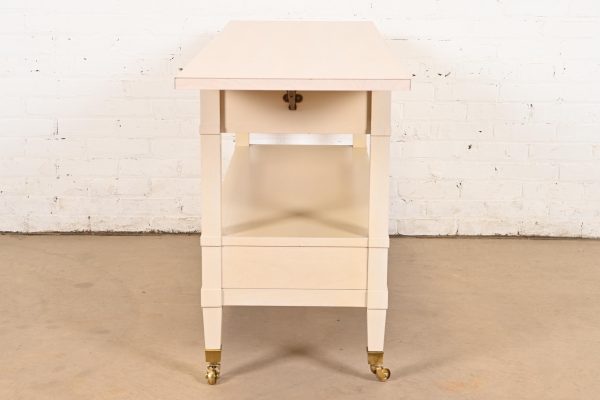 Baker Furniture Mid-Century Modern Cream Lacquered Rolling Server or Bar Cart, Circa 1960s - Image 10
