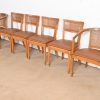 Drexel Mid-Century Modern Sculpted Walnut and Cane Dining Chairs, Set of Six - Image 4