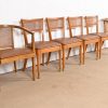 Drexel Mid-Century Modern Sculpted Walnut and Cane Dining Chairs, Set of Six - Image 3