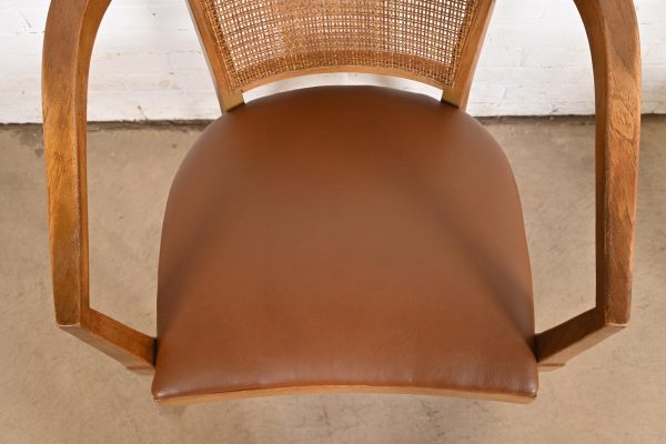 Drexel Mid-Century Modern Sculpted Walnut and Cane Dining Chairs, Set of Six - Image 9