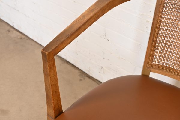 Drexel Mid-Century Modern Sculpted Walnut and Cane Dining Chairs, Set of Six - Image 8