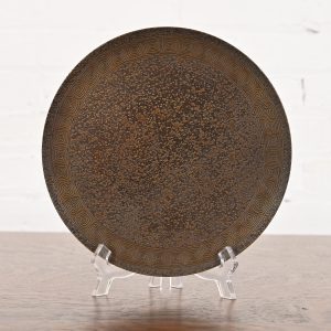 Tiffany Studios New York Bronze Footed Charger Plate or Tray With Greek Key Design