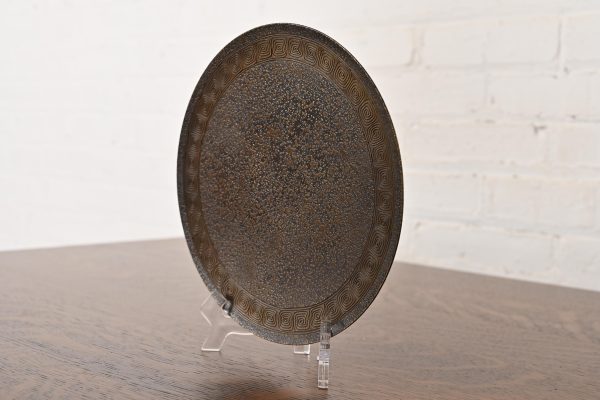 Tiffany Studios New York Bronze Footed Charger Plate or Tray With Greek Key Design - Image 3