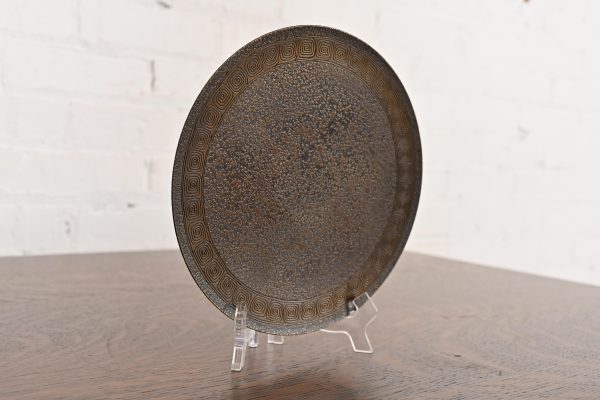 Tiffany Studios New York Bronze Footed Charger Plate or Tray With Greek Key Design - Image 2