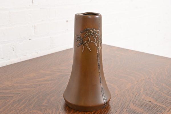Heintz Arts & Crafts Sterling Silver on Bronze Vase - Image 2