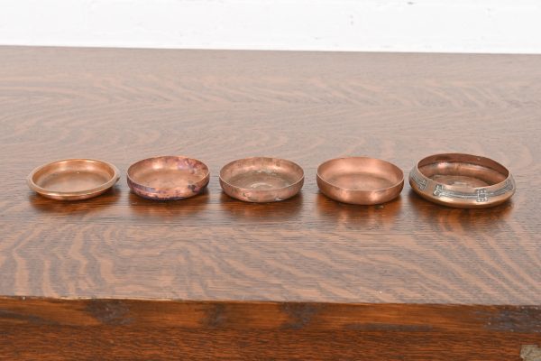 Heintz Arts & Crafts Sterling Silver on Bronze Nesting Ashtrays or Catchalls, Set of Five - Image 2