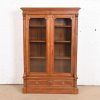 Herter Brothers Style Antique Eastlake Victorian Carved Walnut Glass Front Bookcase, Circa 1880s - Image 2