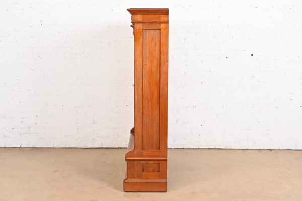 Herter Brothers Style Antique Eastlake Victorian Carved Walnut Glass Front Bookcase, Circa 1880s - Image 10