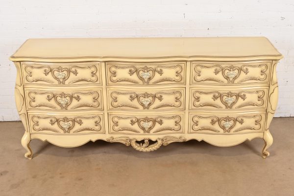 Romweber French Rococo Louis XV Cream Lacquered Nine-Drawer Dresser, Circa 1960s - Image 2