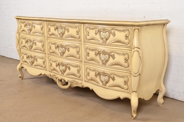 Romweber French Rococo Louis XV Cream Lacquered Nine-Drawer Dresser, Circa 1960s - Image 3