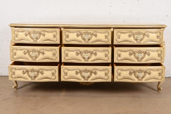 Romweber French Rococo Louis XV Cream Lacquered Nine-Drawer Dresser, Circa 1960s - Image 5