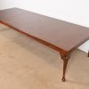 Baker Furniture Stately Homes Chippendale Burled Walnut Extension Dining Table, Newly Refinished