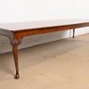 Baker Furniture Stately Homes Chippendale Burled Walnut Extension Dining Table, Newly Refinished - Image 4
