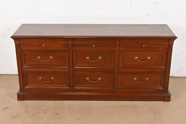 Ethan Allen French Louis Philippe Cherry Wood Nine-Drawer Dresser or Credenza - Image 2