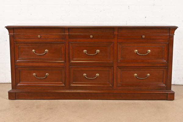 Ethan Allen French Louis Philippe Cherry Wood Nine-Drawer Dresser or Credenza