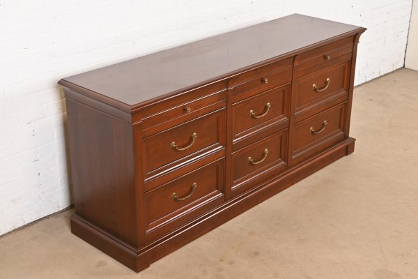 Ethan Allen French Louis Philippe Cherry Wood Nine-Drawer Dresser or Credenza - Image 4