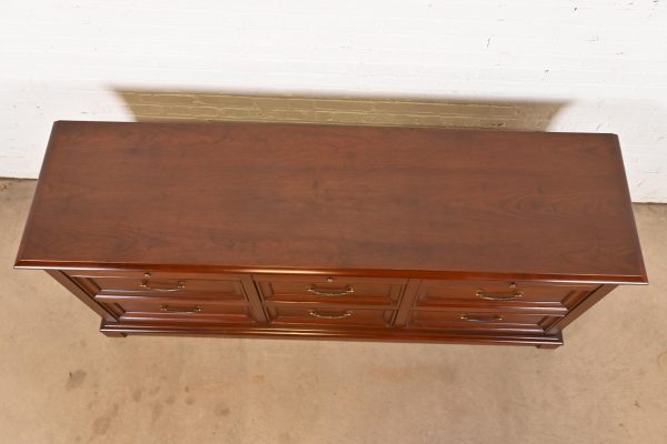 Ethan Allen French Louis Philippe Cherry Wood Nine-Drawer Dresser or Credenza - Image 9