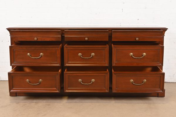 Ethan Allen French Louis Philippe Cherry Wood Nine-Drawer Dresser or Credenza - Image 5