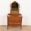 Baker Furniture Style Antique French Regency Louis XVI Carved Mahogany Vanity Dresser With Mirror, Circa 1920s - Image 2
