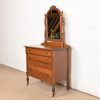 Baker Furniture Style Antique French Regency Louis XVI Carved Mahogany Vanity Dresser With Mirror, Circa 1920s - Image 3