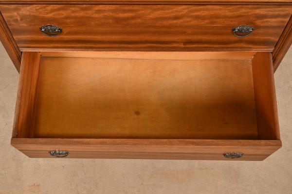 Baker Furniture Style Antique French Regency Louis XVI Carved Mahogany Vanity Dresser With Mirror, Circa 1920s - Image 6